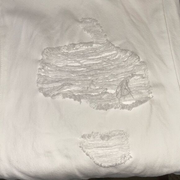 KANCAN Penelope 90s High Rise Button Fly Flare White Distressed Denim Jeans - Picture 7 of 10